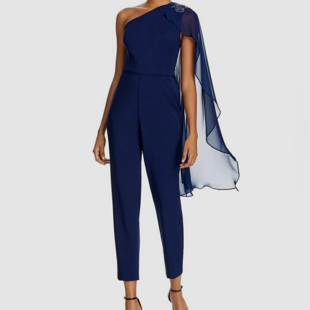 Adrianna Papell One Shoulder Cape Jumpsuit